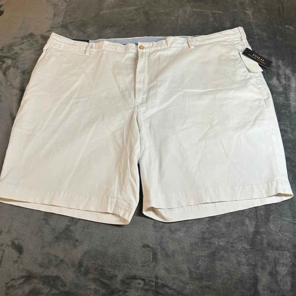 Polo Ralph Lauren Chino Shorts Flat‎ Front Classic Fit Light Beige Mens 50
